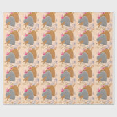 ヴィンテージシルバー&金ゴールドハートバレンタインポストカード ラッピングペーパー (フラット)