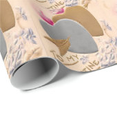 ヴィンテージシルバー&金ゴールドハートバレンタインポストカード ラッピングペーパー (ロールコーナー)