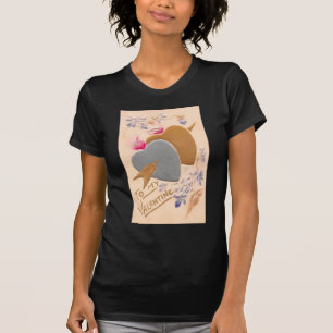 ヴィンテージシルバー&金ゴールドハートバレンタインポストカード Tシャツ