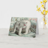 ヴィンテージシロクマ氷山の冬のイラストレーション カード (黄色い花)