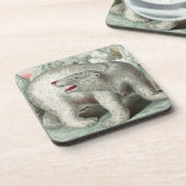 ヴィンテージシロクマ氷山の冬のイラストレーション コースター (左側)