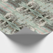 ヴィンテージシロクマ氷山の冬のイラストレーション ラッピングペーパー (角)