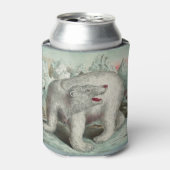 ヴィンテージシロクマ氷山の冬のイラストレーション 缶クーラー (缶正面)