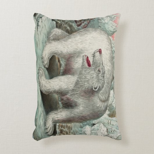 ヴィンテージシロクマ氷山の冬イラストレーション アクセントクッション (正面(垂直))