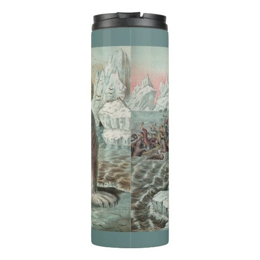 ヴィンテージシロクマ氷山の冬イラストレーション タンブラー (裏面)