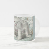 ヴィンテージシロクマ氷山の冬イラストレーション フロストグラスマグカップ (正面右)