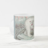 ヴィンテージシロクマ氷山の冬イラストレーション フロストグラスマグカップ (正面左)