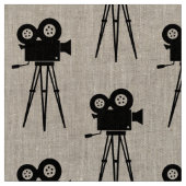 ヴィンテージシンカメラ及び三脚モチーフ ファブリック (クローズアップ)