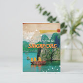 ヴィンテージシンガポール休暇ポスター。 ポストカード (スタンド正面)
