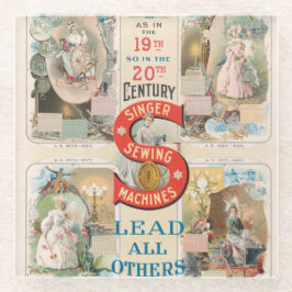 ヴィンテージシンガー裁縫マシンAd ガラスコースター