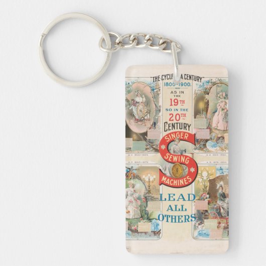 ヴィンテージシンガー裁縫マシンAd キーホルダー (正面)