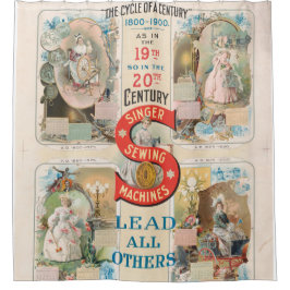 ヴィンテージシンガー裁縫マシンAd シャワーカーテン