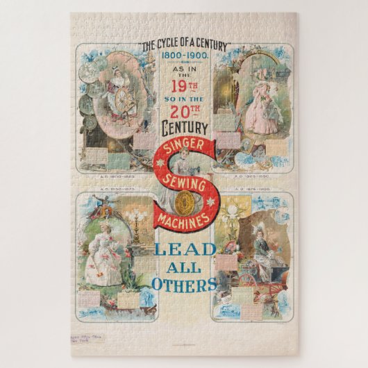 ヴィンテージシンガー裁縫マシンAd ジグソーパズル (縦)