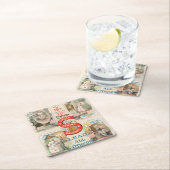 ヴィンテージシンガー裁縫マシンAd スクエアペーパーコースター (インサイチュ)