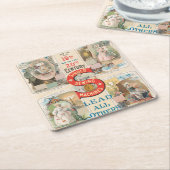 ヴィンテージシンガー裁縫マシンAd スクエアペーパーコースター (アングル)