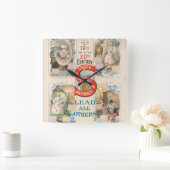 ヴィンテージシンガー裁縫マシンAd スクエア壁時計 (ホーム)