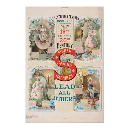 ヴィンテージシンガー裁縫マシンAd ポスター (正面)