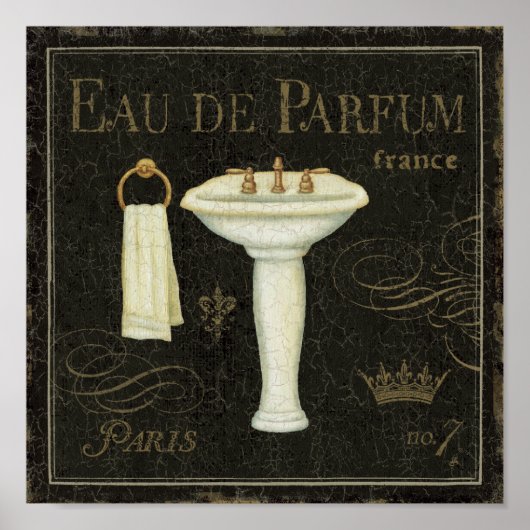 ヴィンテージシンクとタオル ポスター (正面)