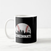 ヴィンテージシンシナティCityscape Baseball Lover Men Wo コーヒーマグカップ (左)