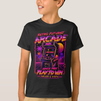 ヴィンテージシンスウェーブ プレイ トゥ ウィン ゲーミングTシャツ Tシャツ