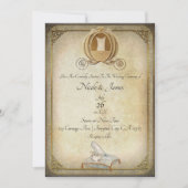 ヴィンテージシンデレラの馬車とガラスの靴のウェディング 招待状 (正面)