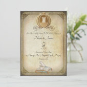 ヴィンテージシンデレラの馬車とガラスの靴のウェディング 招待状 (スタンド正面)