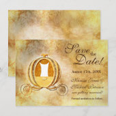 ヴィンテージシンデレラの馬車 Save the Date カード (正面/裏面)