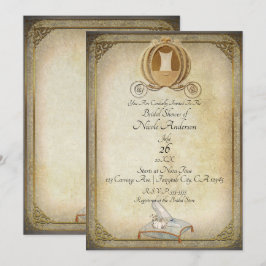 ヴィンテージシンデレラキャリッジスリッパブライダルシャワー 招待状