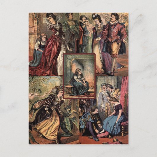 ヴィンテージシンデレラクリスマスモンタージュ シーズンポストカード (正面)