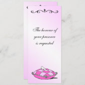 ヴィンテージシンデレラスリッパーオンピンクウェディング招待 招待状 (正面/裏面)