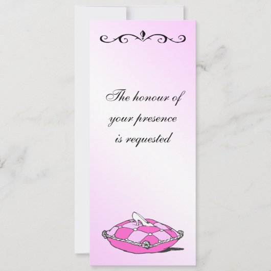 ヴィンテージシンデレラスリッパーオンピンクウェディング招待 招待状 (正面)