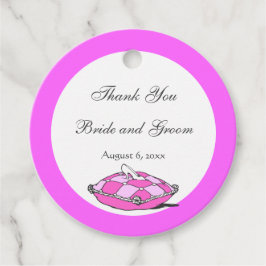 ヴィンテージシンデレラスリッパーオンピンクピローラベル フェイバータグ