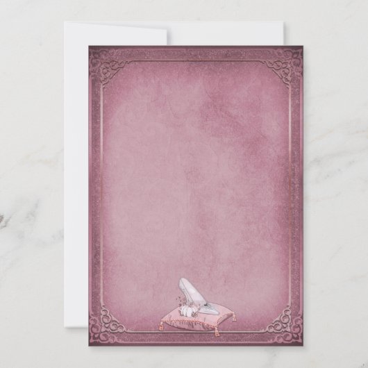 ヴィンテージシンデレラ ラズベリー&ローズゴールド ウェディング 招待状 (裏面)