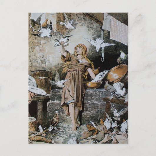 ヴィンテージシンデ食べ物を与えレラの鳥 ポストカード (正面)