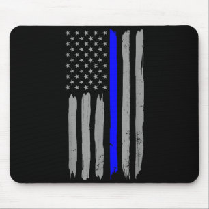 ヴィンテージシンブルーラインシャツ警察サポートUSA Fl マウスパッド