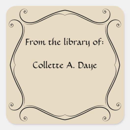 ヴィンテージシンプルでエレガントなブックプレート スクエアシール (正面)