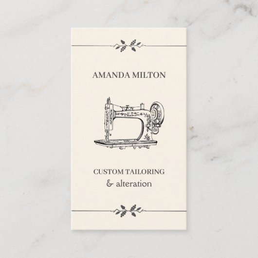 ヴィンテージシンプルのエレガント女性ファッション裁縫 名刺 (正面)