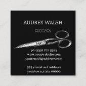 ヴィンテージシンプルのモダンハサミ スクエア名刺 (裏面)