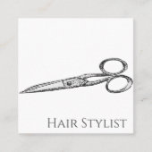 ヴィンテージシンプルのモダンハサミ スクエア名刺 (正面)