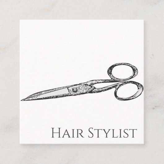 ヴィンテージシンプルのモダンハサミ スクエア名刺 (正面)