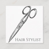 ヴィンテージシンプルのモダンハサミ スクエア名刺 (正面)
