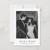 ヴィンテージシンプルエレガント文字と写真結婚ズ セーブザデート (正面)