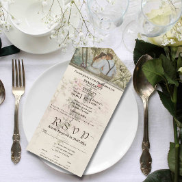 ヴィンテージシンプルクリームアイボリーフローラバタフライフォト オールインワン招待状