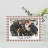 ヴィンテージシンプルグリーンジンガム格子状写真クリスマス シーズンカード (スタンド正面)