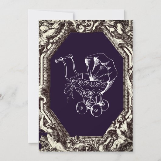 ヴィンテージシンプルゴシックスカルハロウィーンベイビーシャワー 招待状 (裏面)