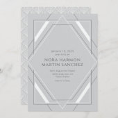 ヴィンテージシンプルデコライトグレー 招待状 (正面/裏面)
