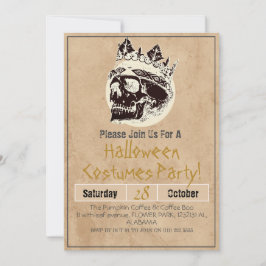 ヴィンテージシンプルハローウィンパーティゴシックスカル 招待状