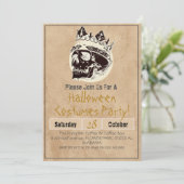ヴィンテージシンプルハローウィンパーティゴシックスカル 招待状 (スタンド正面)