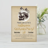 ヴィンテージシンプルハローウィンパーティゴシックスカル 招待状 (スタンド正面)