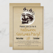 ヴィンテージシンプルハローウィンパーティゴシックスカル 招待状 (正面/裏面)